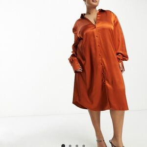 ASOS Curve Copper Satin Midi Dress